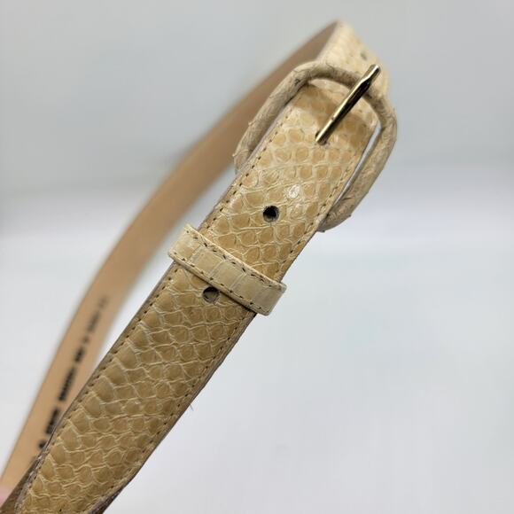 Vintage Honors Genuine Snakeskin Belt 34” Ivory Velvet Back Gold Taiwan R.O.C. - Picture 4 of 14